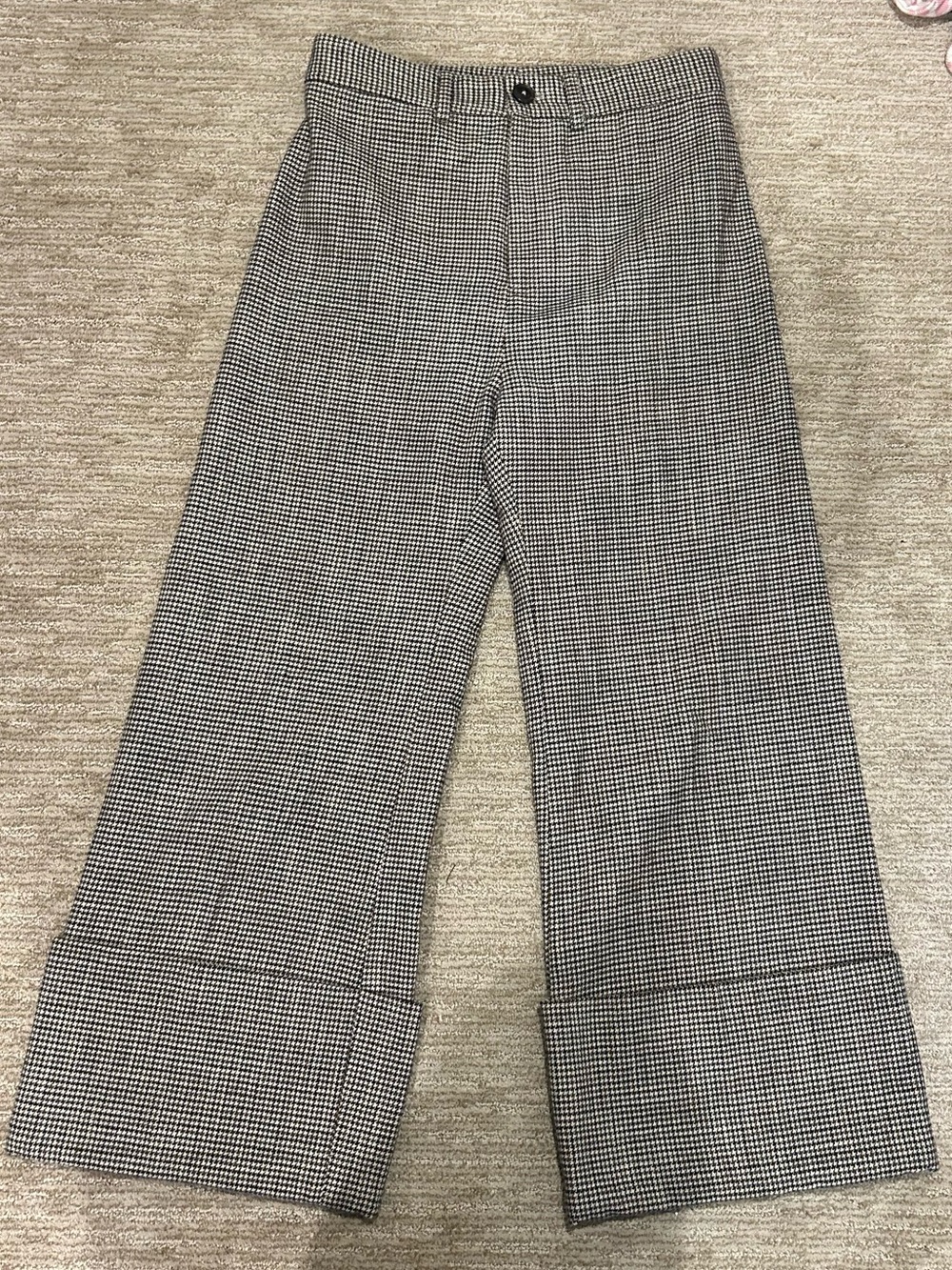 Sea New York Houndstooth Cropped Wide-Leg Trousers - Black & White & Tan